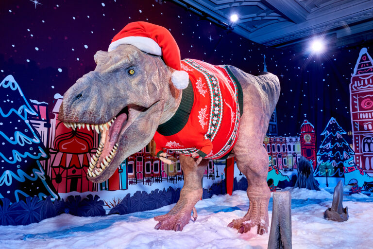 natural history museum t rex in a christmas jumper
